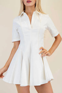 Glam - Denim Pleated Mini Dress