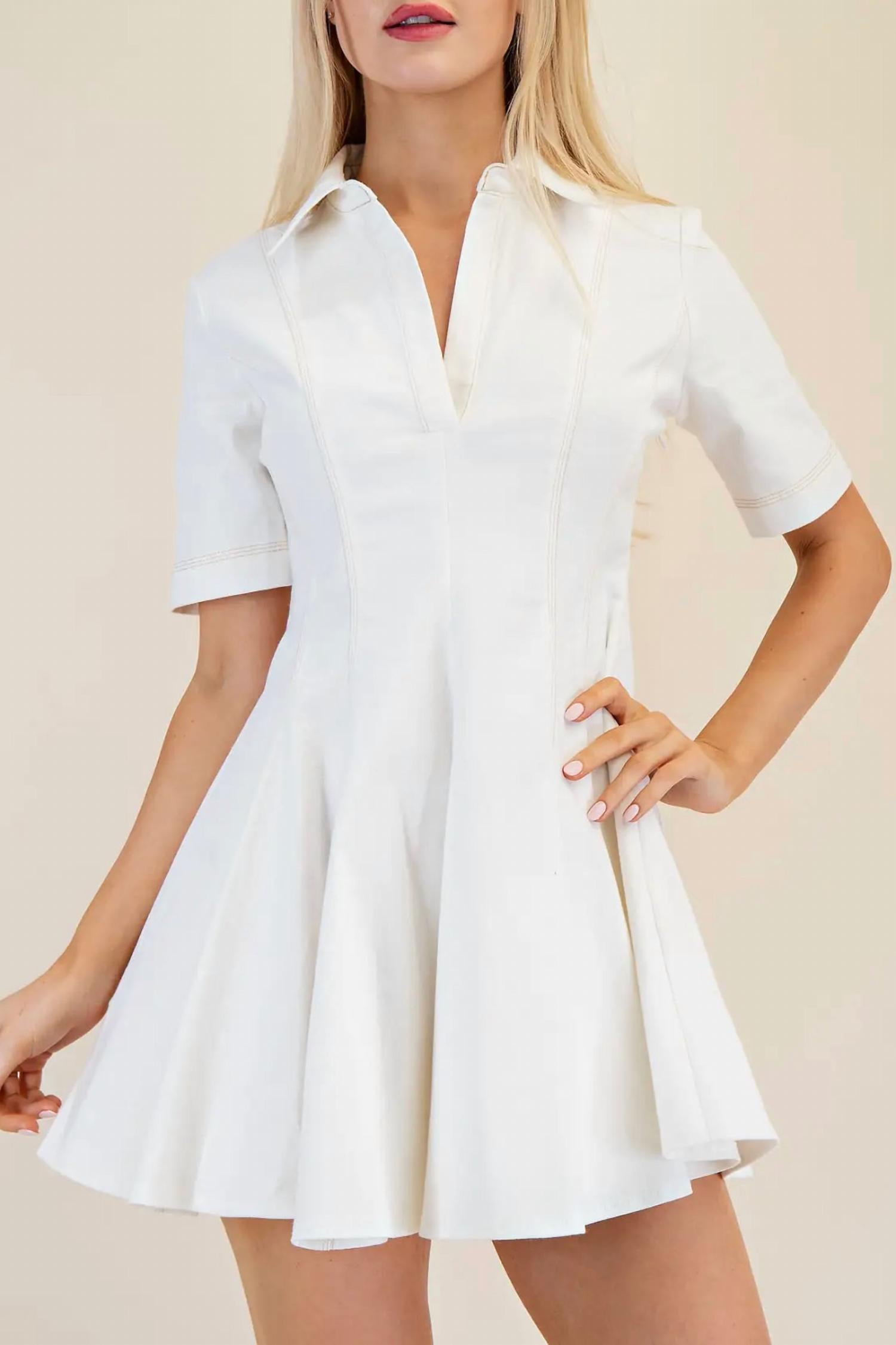 Glam - Denim Pleated Mini Dress