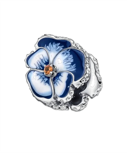 Pandora - Women's Pansy Sterling Silver Charm With Clear Cubic Zirconia