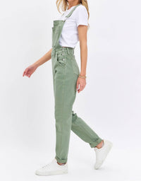 Judy Blue - Garment Dyed High Waist Double Cuffed Boyfriend Overalls