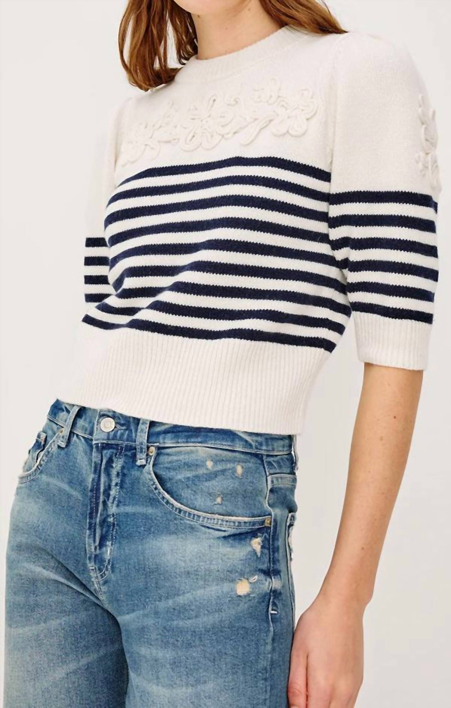 Rails Martha Sweater in ivory floral - women's sweater - detail view