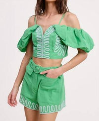 Ultramarine - Emerson Embroidered Top & Short Set