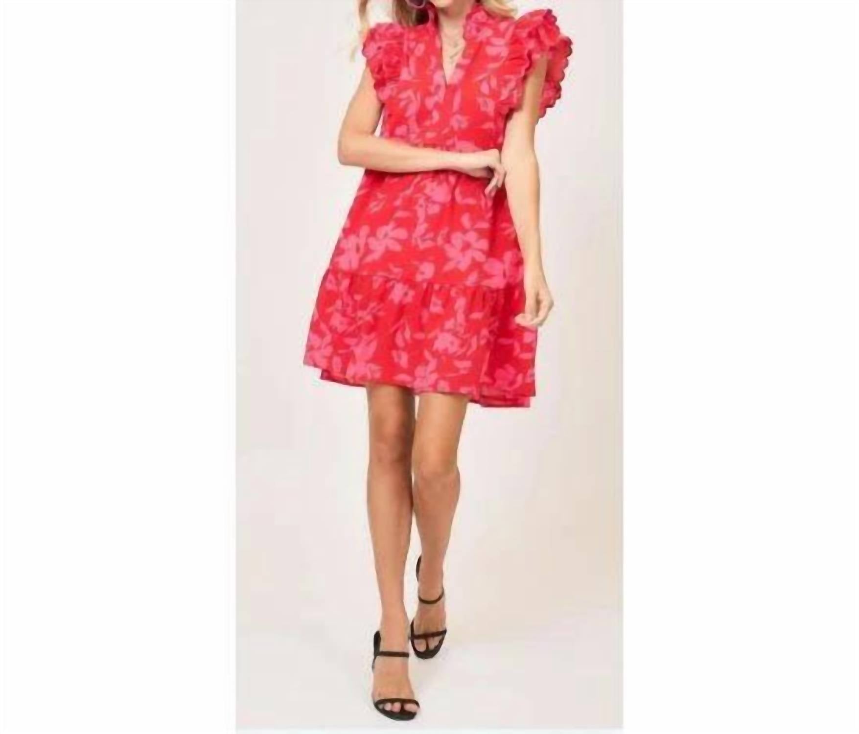 Umgee - Mix Floral Ruffle Sleeve Dress