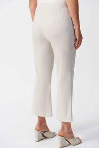 Joseph Ribkoff Geometric Jacquard Flared Pull-on Pants in grey white - women's pants - detail view