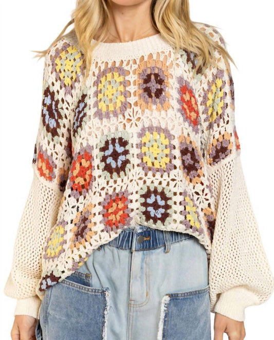 Pol - FLORAL SQUARE SWEATER