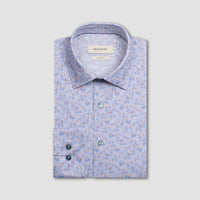 Bugatchi Uomo Geometric Print 8 Way Stretch Shirt in sand - men's shirt - view 4