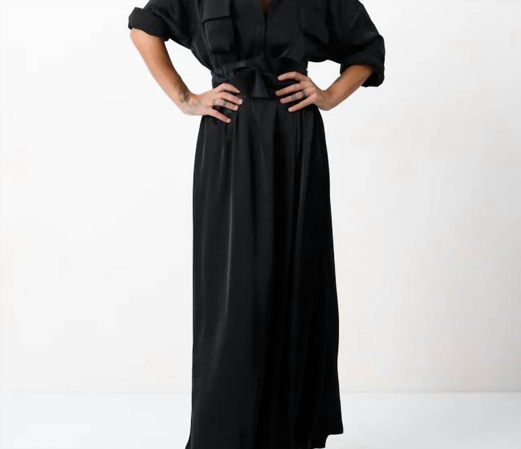 Locker Room - Maxi Shirt Dress With Vegan Leather Belt