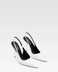 Paris Texas Women's Lidia Patent Leather Slingback Pumps in white - women's heels - detail view