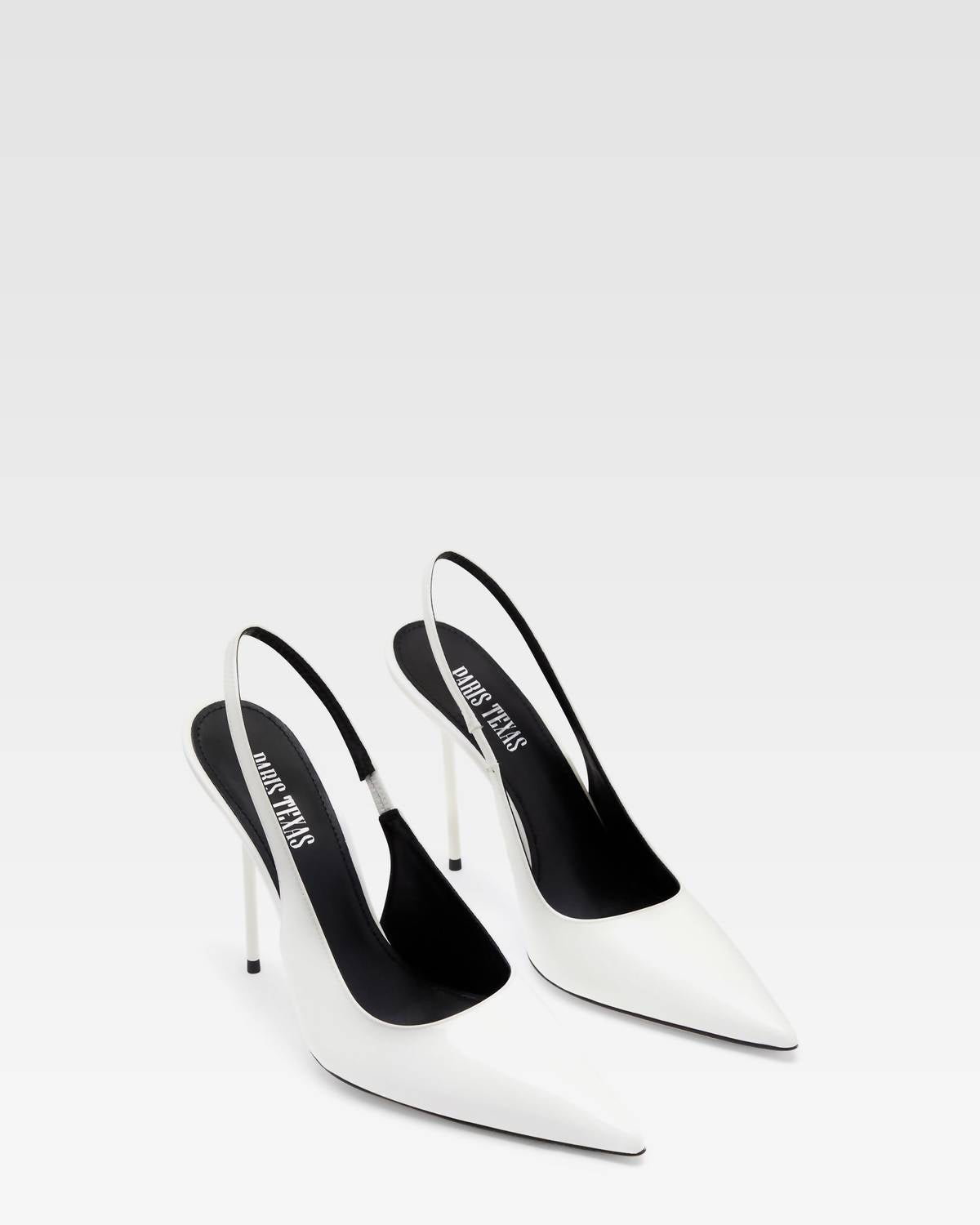 Paris Texas Women's Lidia Patent Leather Slingback Pumps in white - women's heels - detail view