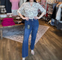 Charlie B - Printed Cotton Gauze Roll-up Sleeve Blouse