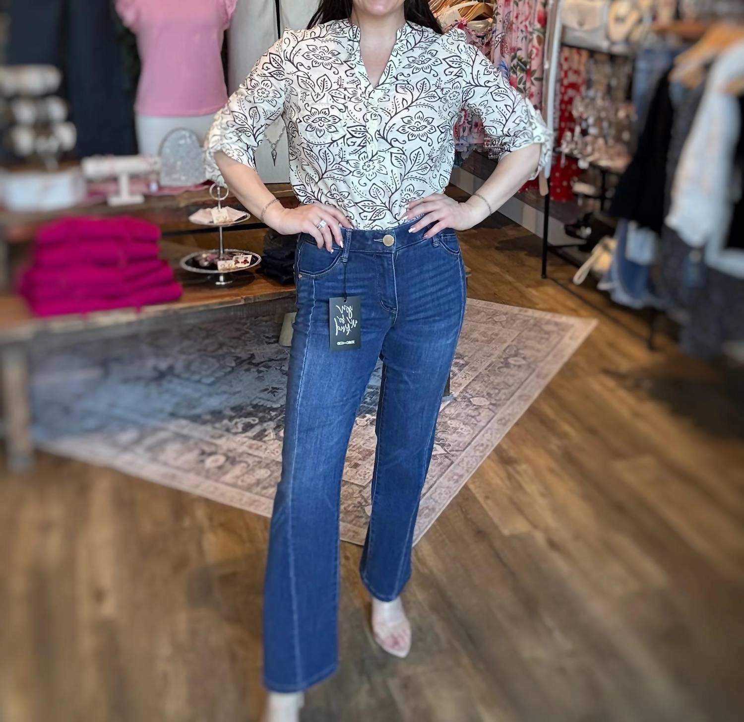 Charlie B - Printed Cotton Gauze Roll-up Sleeve Blouse