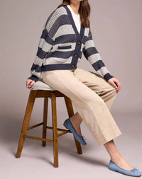 Tribal - Long Sleeve Striped Button Front Cardigan