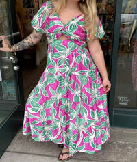 Very J - Women's Kate Floral Puff Sleeve Cutout Midi Dress
