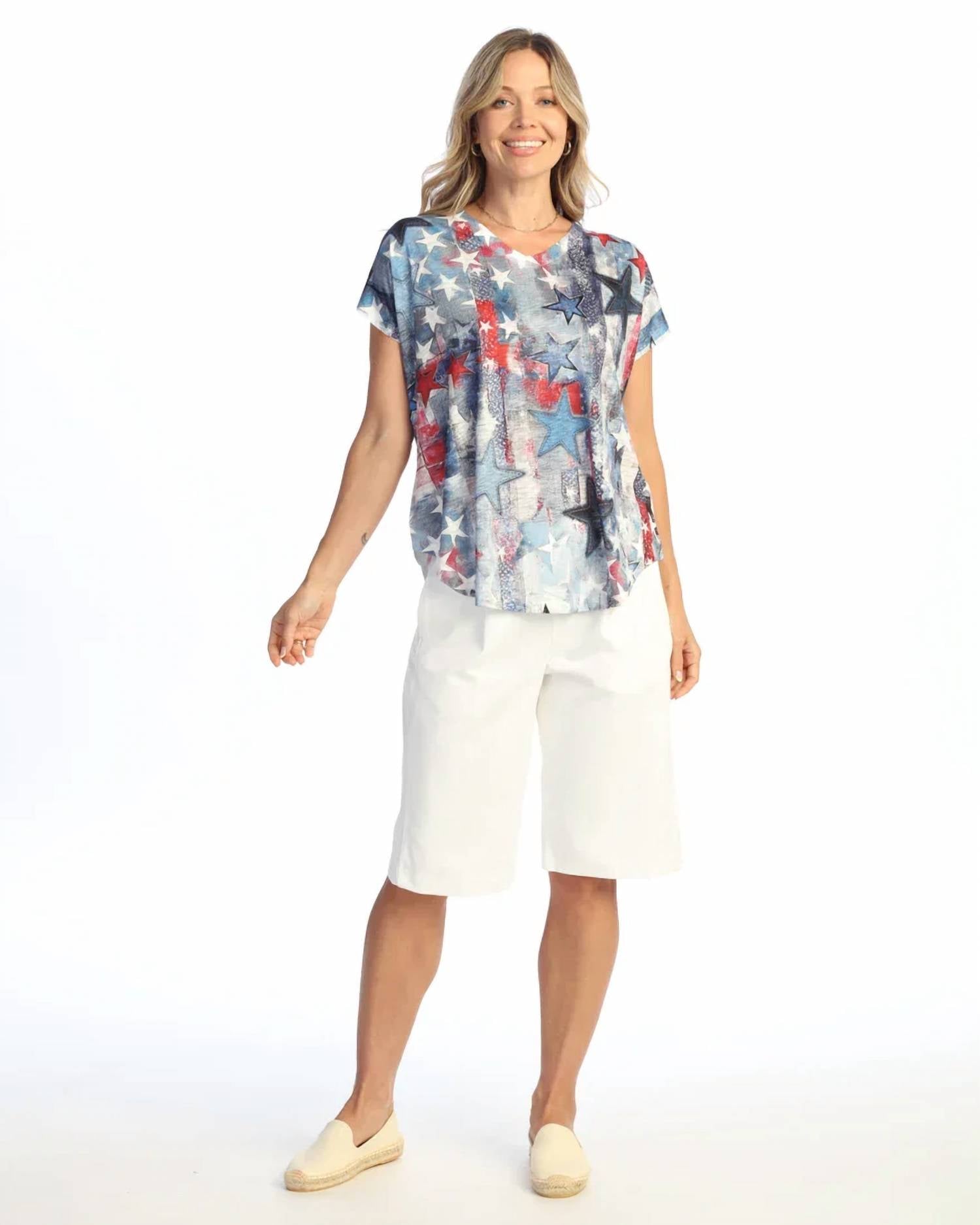 Jess & Jane - Dolman Cap Sleeve Print Top