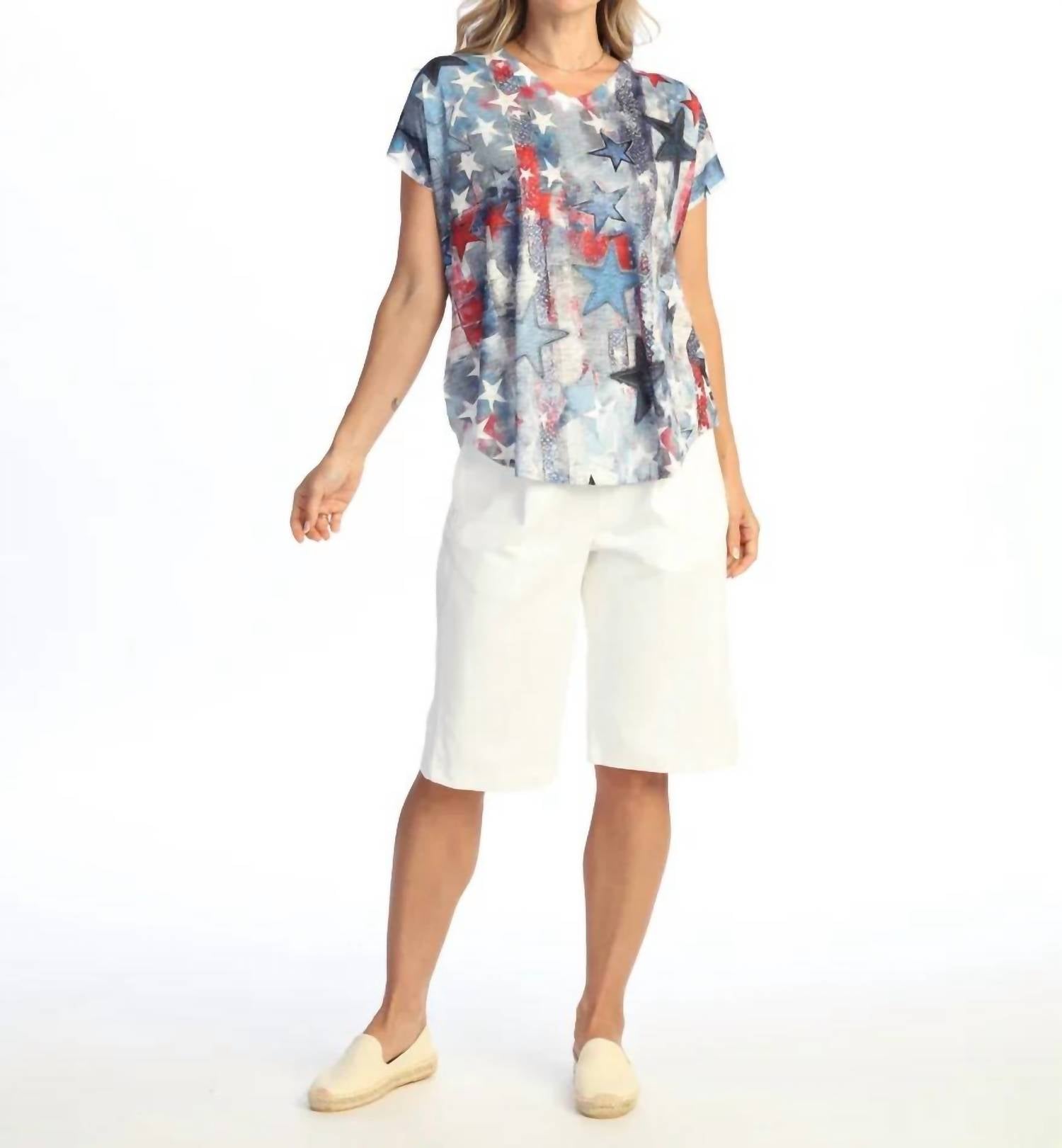Jess & Jane - Dolman Cap Sleeve Print Top