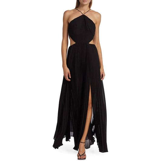 Janet Halterneck Cutout Pleated Gown