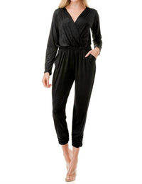 ariella V Neck Long Sleeve Jumpsuit in black - women's pants - view 4