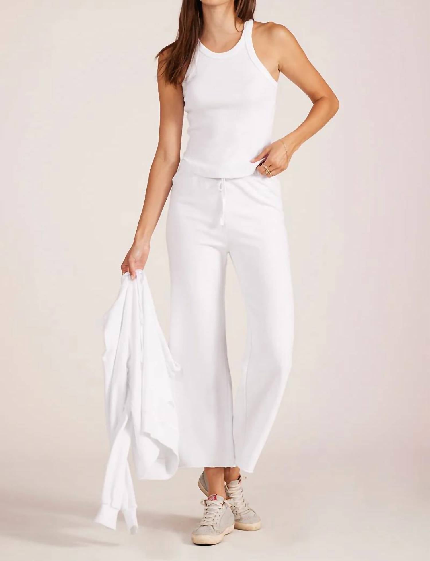 bobi Cropped Lounge Pant in white - women's pants