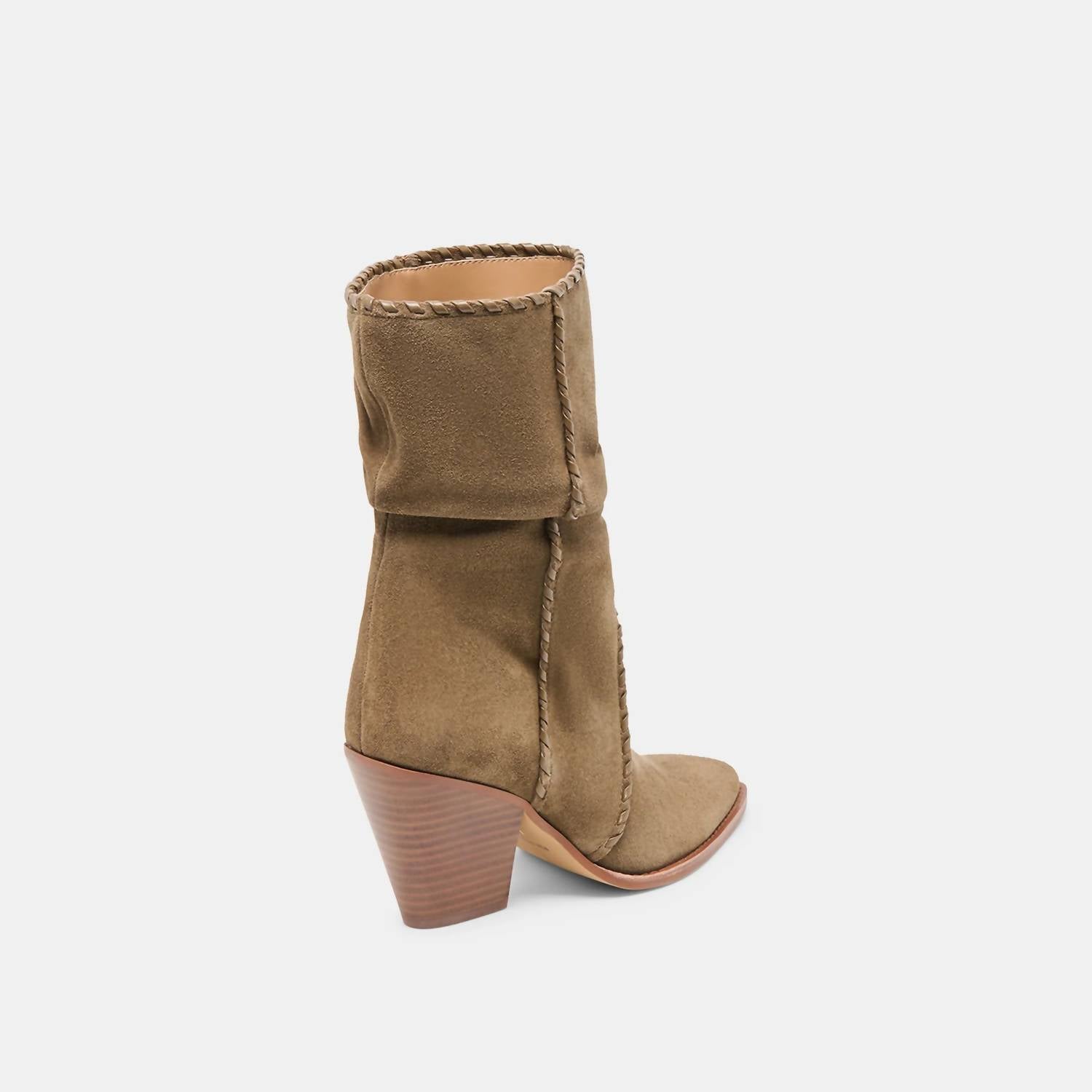 Dolce Vita Women's Julith Block Heel Boots in olive suede - women's shoe - alternate view