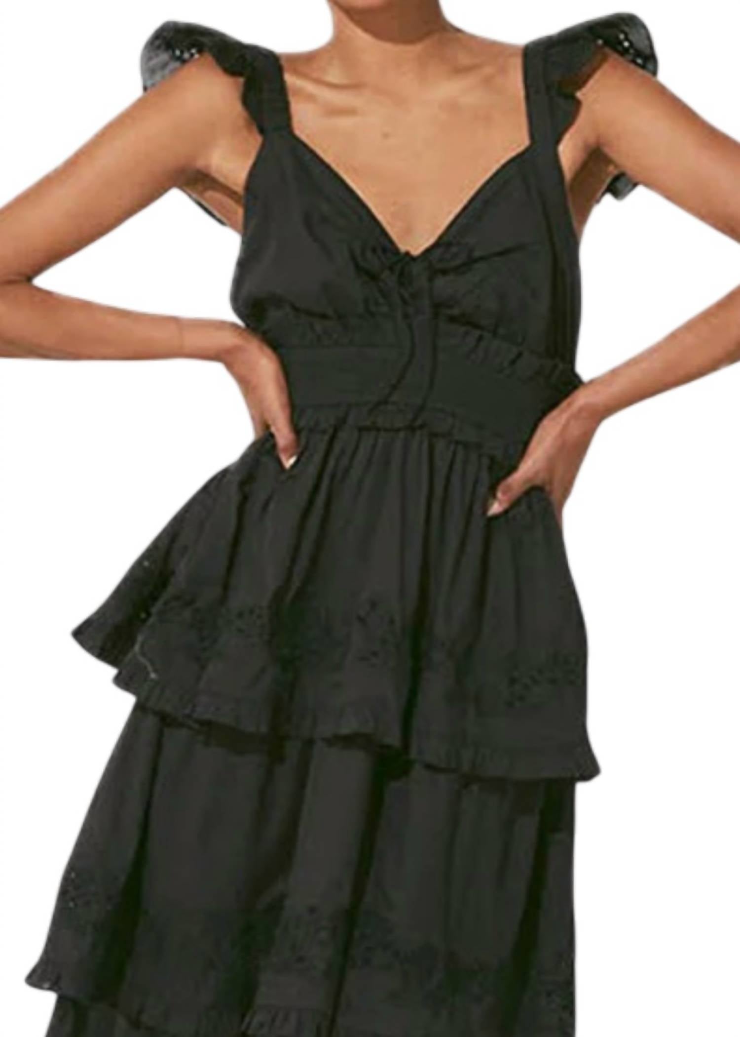 Cleobella Eliana Midi Dress in black - women's dress - detail view