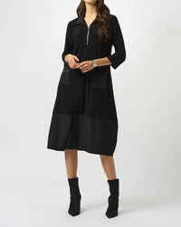 Joseph Ribkoff - Zipped Collar 3/4 Sleeves Cocoon Dress