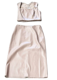 Lucy Paris - Women's Faux Leather Top And Skirt Set