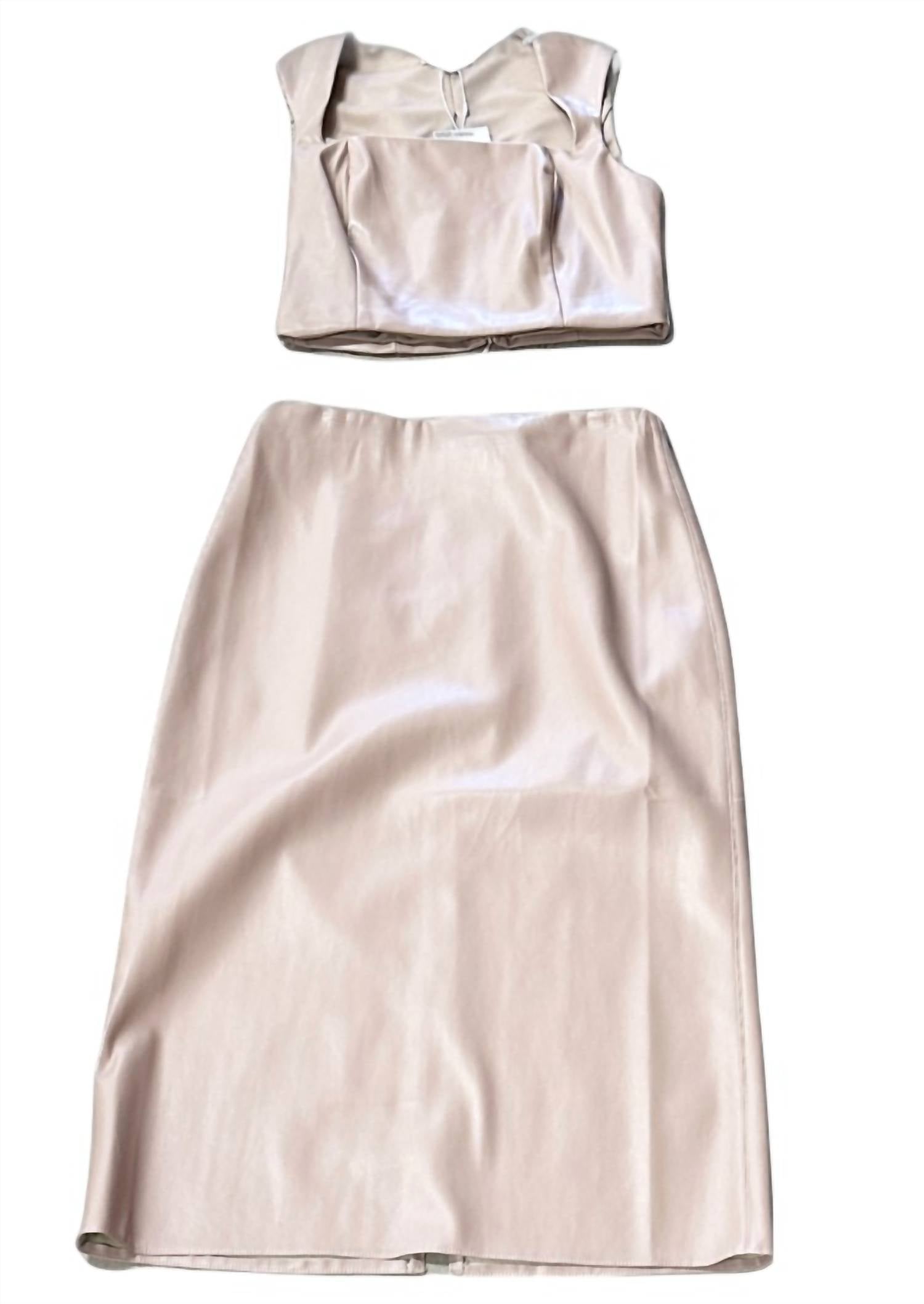 Lucy Paris - Women's Faux Leather Top And Skirt Set