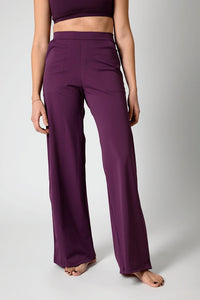 Yoga Democracy Ultimate Wide Leg Trouser in mulberry - women's pants - detail view