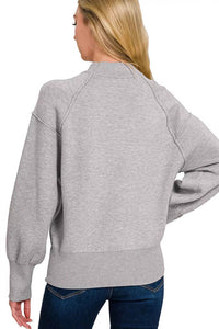 Zenana - Mockneck Exposed Seam Sweater