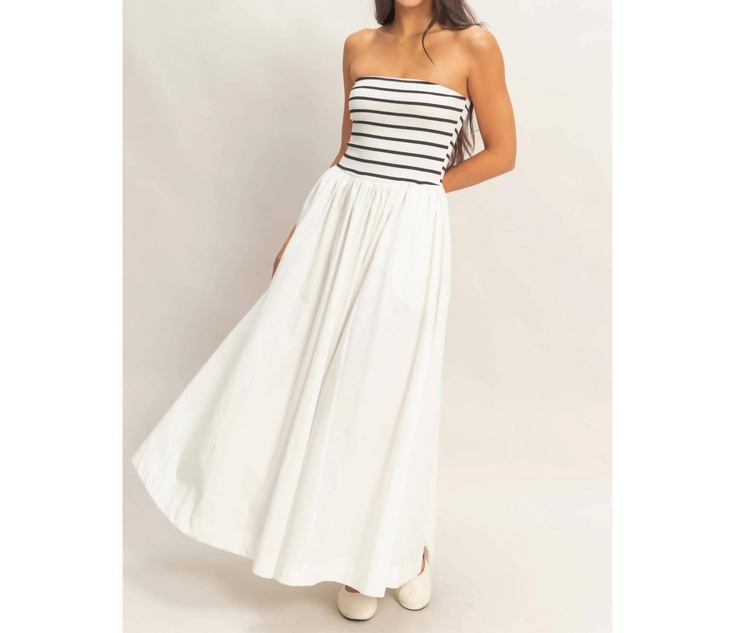 Hyfve - Striped Strapless Flowy Dress
