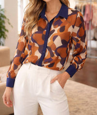 Jade - Sheer Overlay Lined blouse