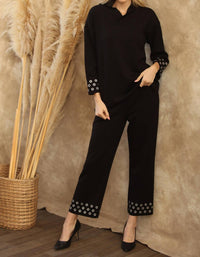 Joseph Ribkoff Grommet Detail Pull On Straight Pants in black 1 - women's pants - view 7