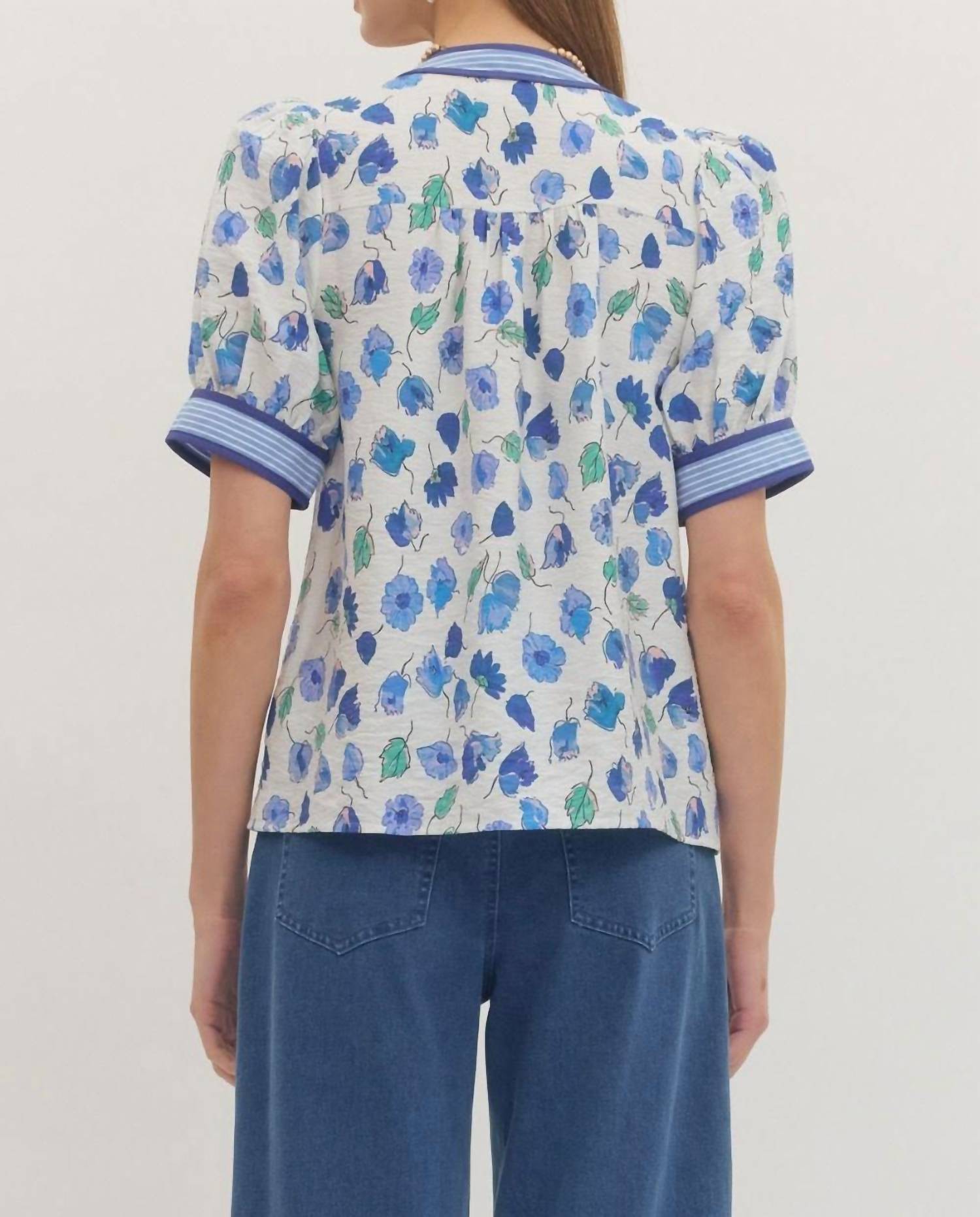 Entro - Floral V Neck Blouse