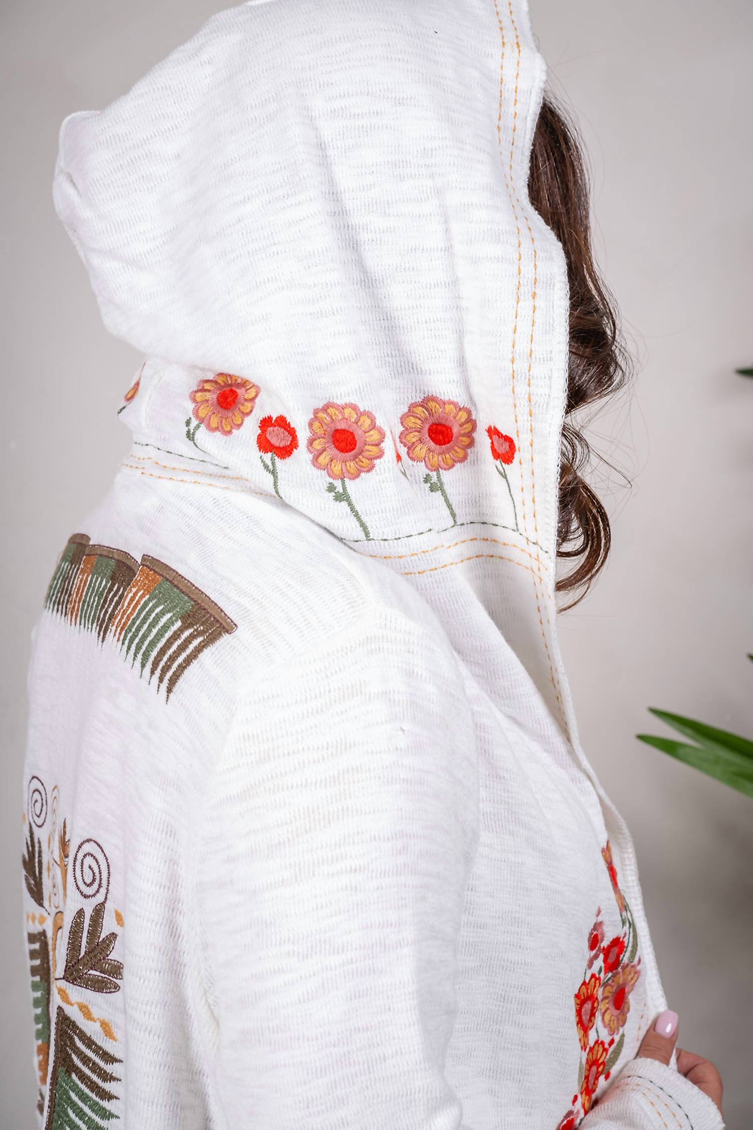Paparazzi - Embroidered Double Knit Hooded Open Front Jacket