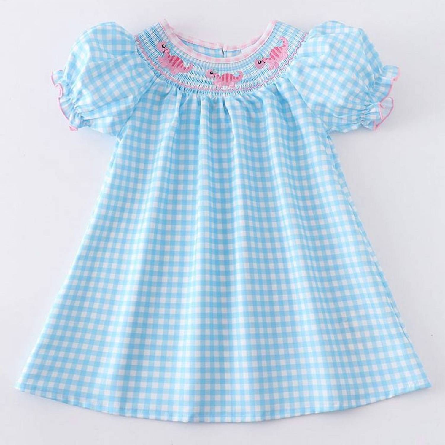 Okie + Lou - Girls Dino Checkered Dress
