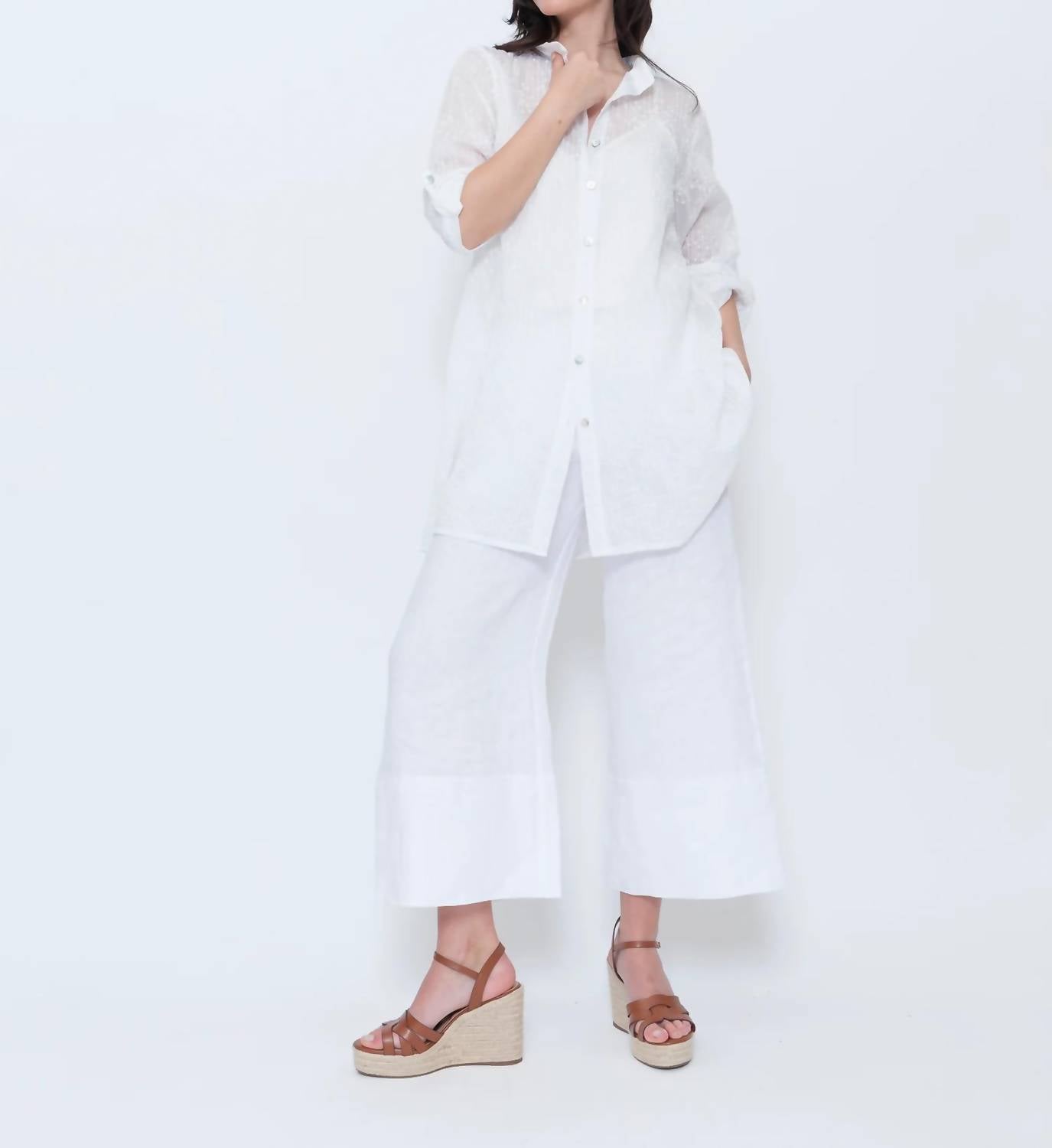 Blueberry - Sheer Button Up Tunic