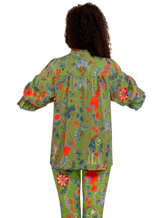 Gretchen Scott - Jungle Symphony Ruffle Neck Tunic Top