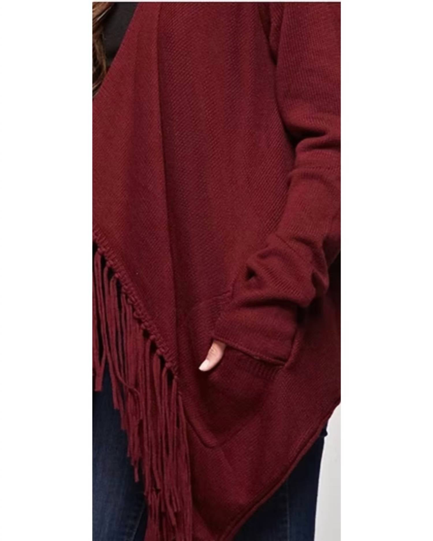 Lovestitch - Cashmere Blend Waterfall Fringe 2 Pocket Cardigan