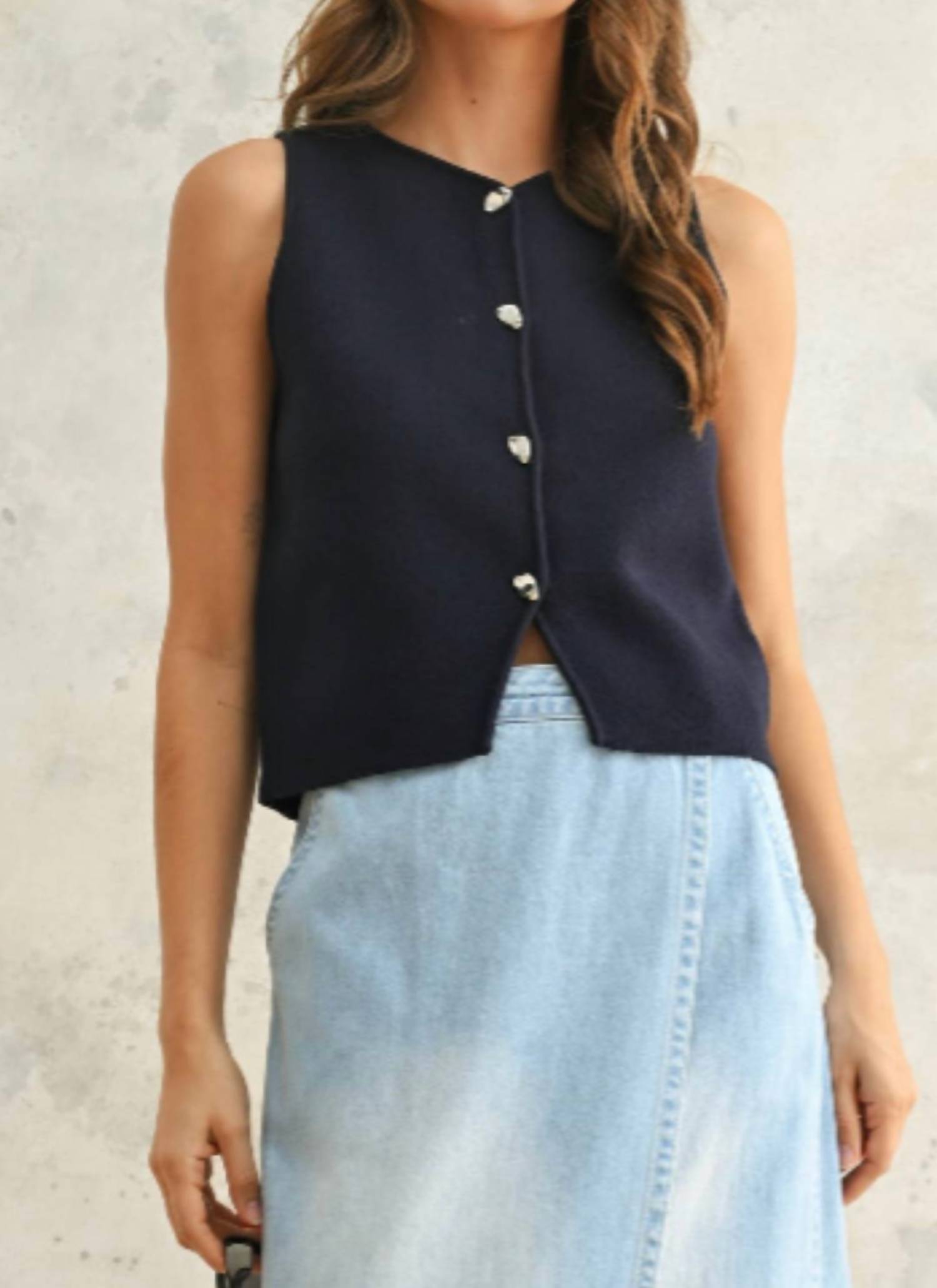 Miou Muse - Metal Button Detail Vest