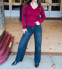 Crown Jewel - Luxx Long Sleeve V-neck Top