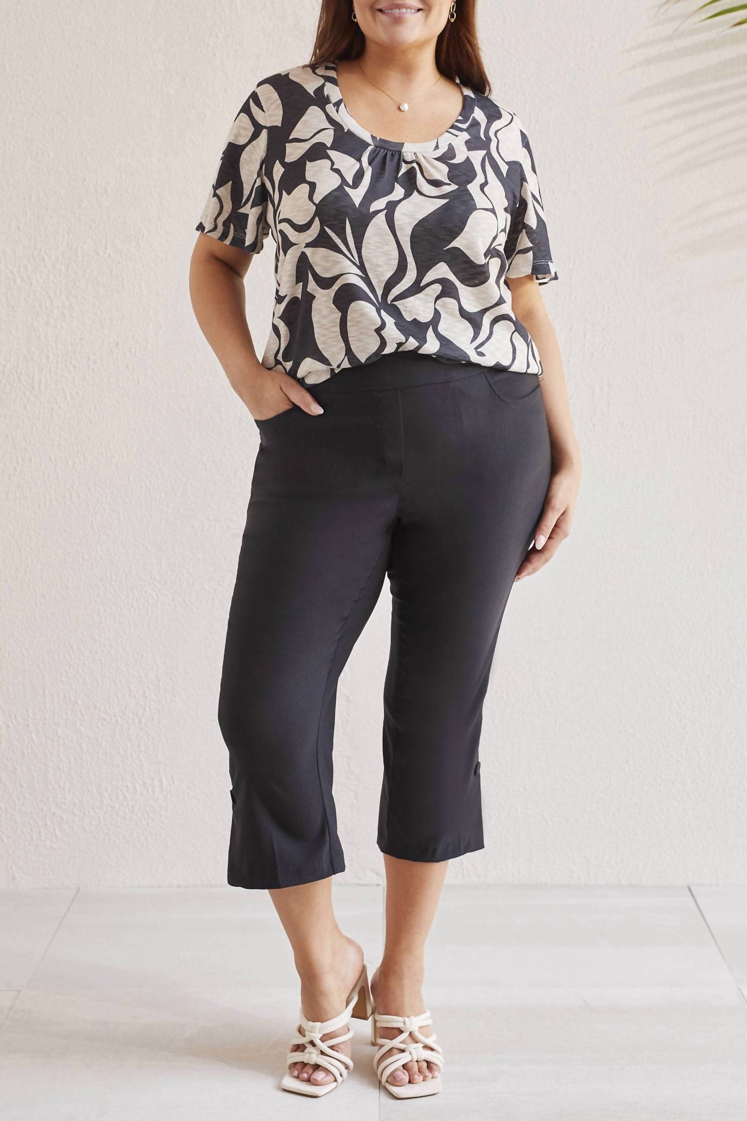 Tribal - Flatten It Pull On Capri - Plus