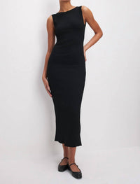 Good American - Shine Rib Off Scoop Back Midi Dress