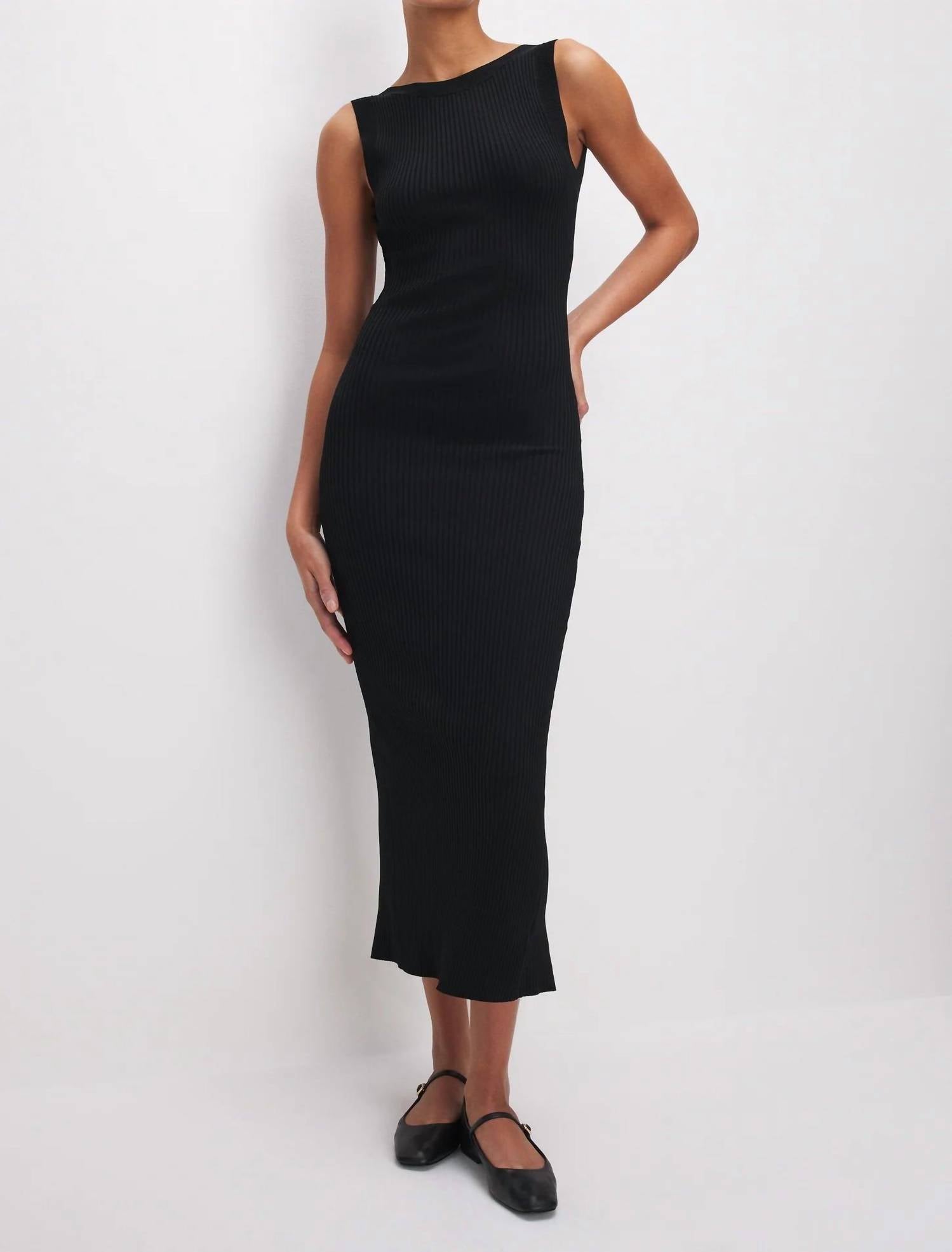 Good American - Shine Rib Off Scoop Back Midi Dress