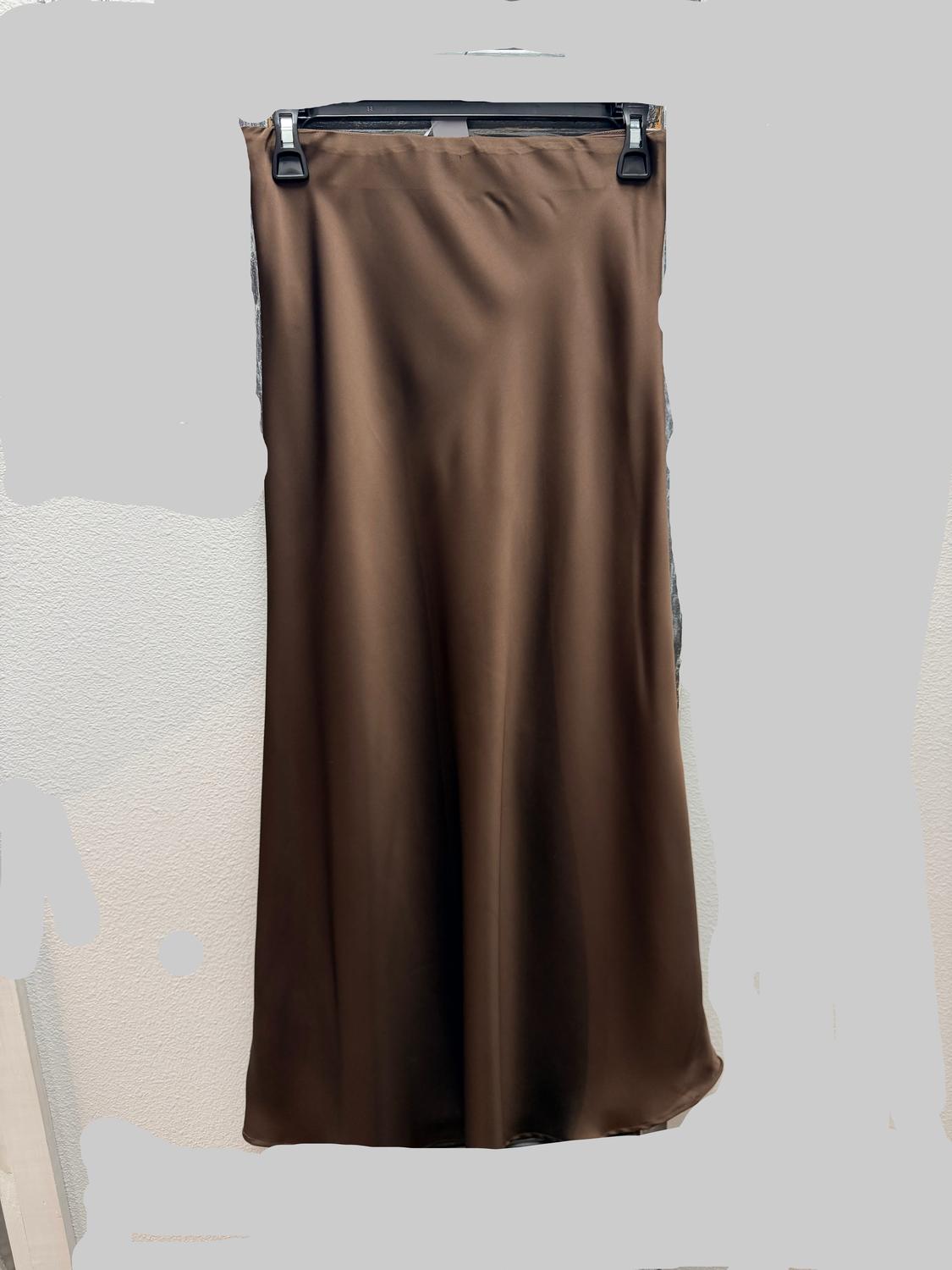 Origami Women's Satin Skirt in chocolate brown - women's skirt - detail view