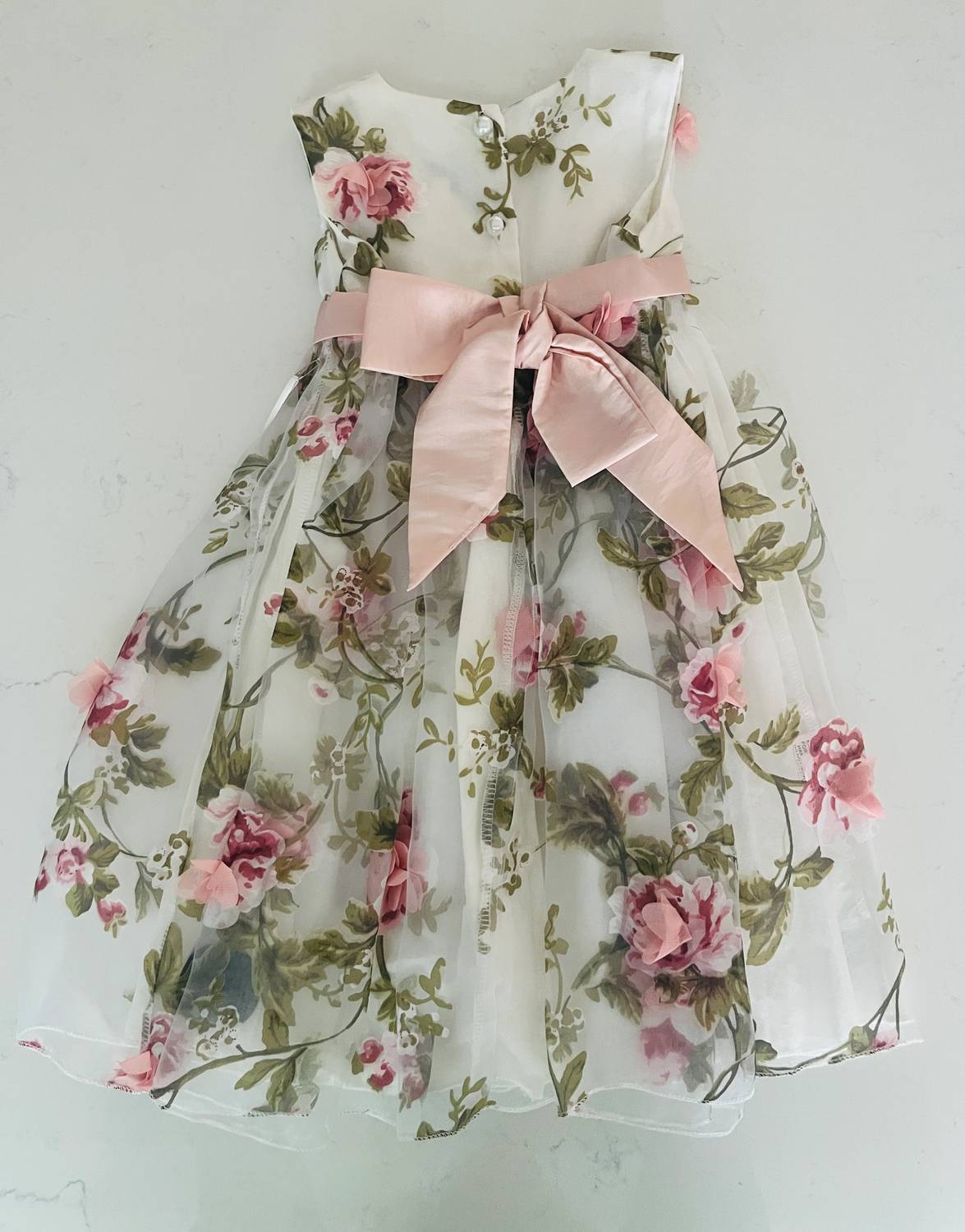 Macis - Girl's Flutter Rose Applique Dress