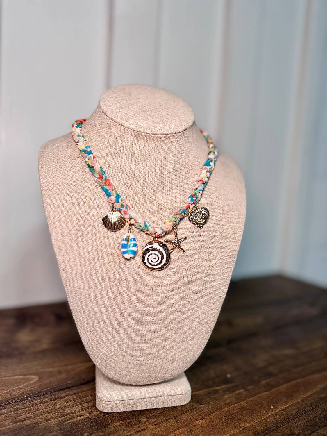 Josslyn By Wall To Wall - Boho Beach Charm Scarf Necklace