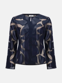 Joseph Ribkoff - Laser Cut Leatherette Giraffe Print Fitted Jacket