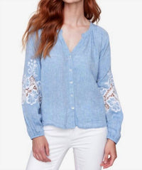Charlie B - Embroidered Raglan Blouse