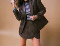 Flying Tomato - Washed Faux Leather Blazer