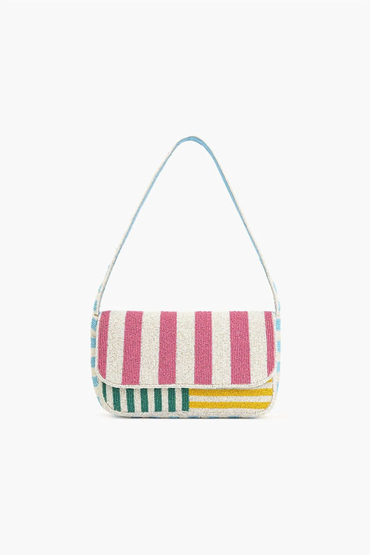 America & Beyond - Candy Stripes Embelished Shoulder Bag